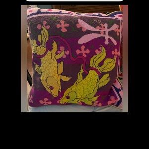Vibrant Fish Pattern Accent Pillow